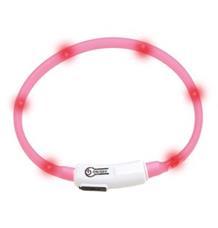 Karlie LED světelný obojek pro kočky růžový obvod 20-35cm