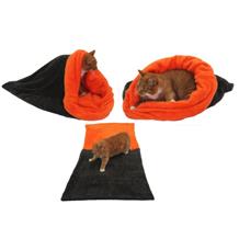 Marysa pelíšek 3v1 pro kočky, tmavě šedý/oranžová, velikost XL