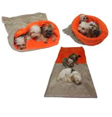 Marysa pelíšek 3v1 pro psy, béžový/oranžový, velikost XXL