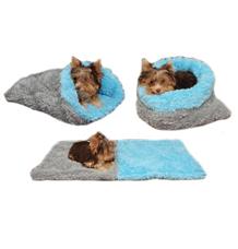 Marysa pelíšek 3v1 pro štěňátka/koťátka, DE LUXE, šedý/světle modrý Marysa pelíšek 3v1 pro štěňátka/koťátka, DE LUXE, šedý/světle modrý