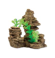 Dekorace Skála s rostlinou 14 cm 1 ks Dekorace Skála s rostlinou 14 cm 1 ks