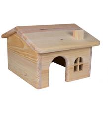 Dř. domek se sedlovou střechou pro myši a křečky 15x11x15cm