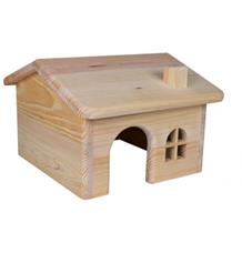 Dř. domek se sedlovou střechou pro myši a křečky 15x11x15 cm Dř. domek se sedlovou střechou pro myši a křečky 15x11x15 cm