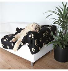 Flaušová deka BARNEY - černá s béžovými tlapkami 150x100cm Flaušová deka BARNEY - černá s béžovými tlapkami 150x100cm