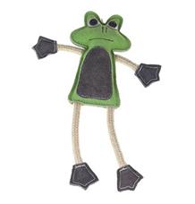 Hračka pes animALL Žába s provazy kůže, barevná  33cm