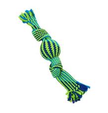 Hračka pes BUSTER Pískací lano s balonkem mod/zel
