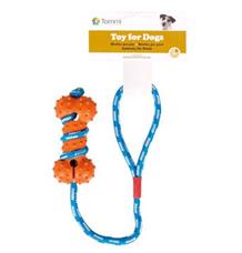 Hračka pes kost ježatá na šnůře 