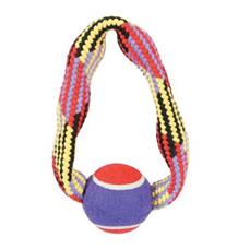 Hračka pes TENNIS BALL ROPE kruh Zolux