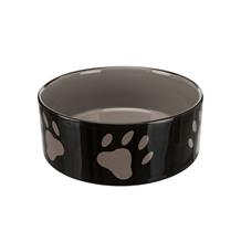 Keramická miska 1,4l/20cm -tmavě šedá + motiv tlapky 0,3 l/ 12 cm Keramická miska 1,4l/20cm -tmavě šedá + motiv tlapky 0,3 l/ 12 cm