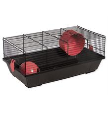 Klec SMALL ANIMAL Viktor černá s červenou výbavou 1 ks Klec SMALL ANIMAL Viktor černá s červenou výbavou 1 ks