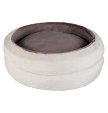 Kulatý pelíšek LEVI s polštářem plyšový krémovo/šedý 45 cm