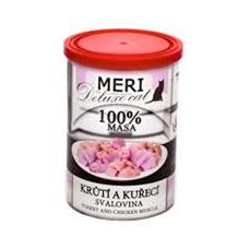 MERI Deluxe Cat krůtí a kuřecí svalovina, konzerva