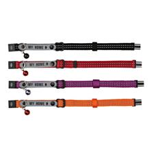 Nylonový obojek pro kočku, s adreskou, reflexní, různé barvy 1 ks Nylonový obojek pro kočku, s adreskou, reflexní, různé barvy 1 ks