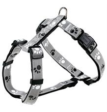 Reflexní postroj stříbrný s tlapkami M-L 50-75 cm/ 25 mm Reflexní postroj stříbrný s tlapkami M-L 50-75 cm/ 25 mm