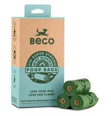 Sáčky na exkrementy Beco, 60 ks, s peprmintovou aroma, z recyklovaných materiálů