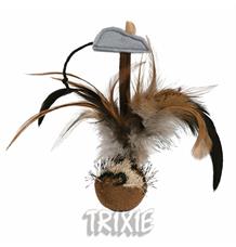 Squieky míček s peřím a myškou 15 cm 1 ks