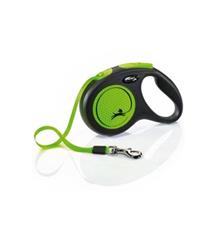Vodítko FLEXI Neon M pásek 5m/25kg černá/zelená NEW Vodítko FLEXI Neon M pásek 5m/25kg černá/zelená NEW