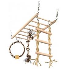 Závěsný žebřík s hračkami - činka, kruh, žebřík pro hlodavce 1 ks Závěsný žebřík s hračkami - činka, kruh, žebřík pro hlodavce 1 ks